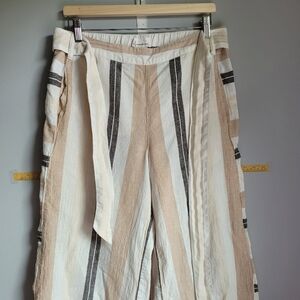 Striped Beige and White Women's Pants